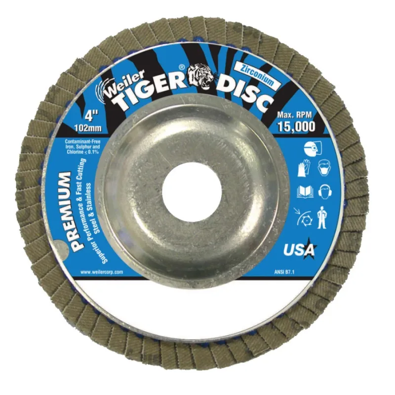 Tiger Disc Angled Style Flap Discs, 4 in, 40 Grit, 5/8 Arbor, Aluminum Back