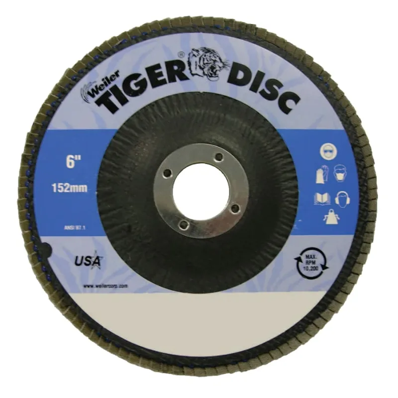 Tiger Disc Abrasive Flap Discs, 6 in,80 Grit, 7/8 Arbor, 10,200 rpm