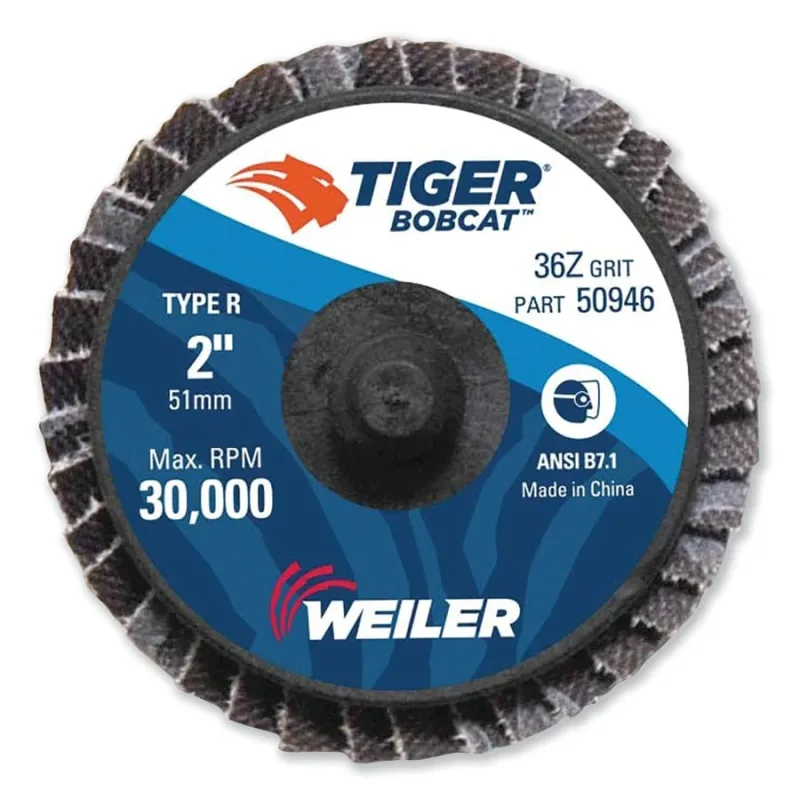 2" Bobcat Mini Abrasive Flap Disc, Conical (Ty29), Type R Mount, 36Z