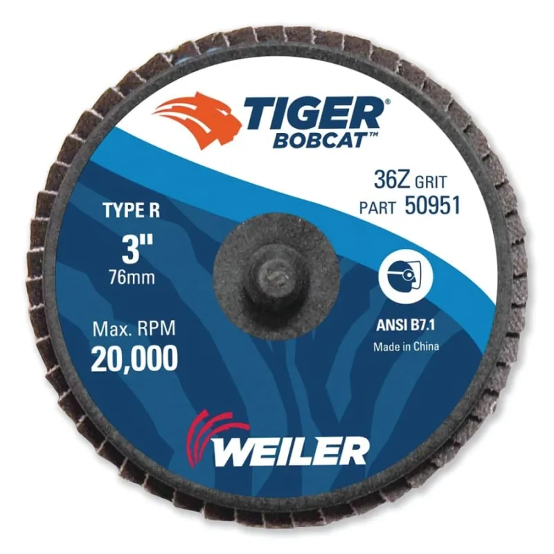 3" Bobcat Mini Abrasive Flap Disc, Conical (Ty29), Type R Mount, 36Z