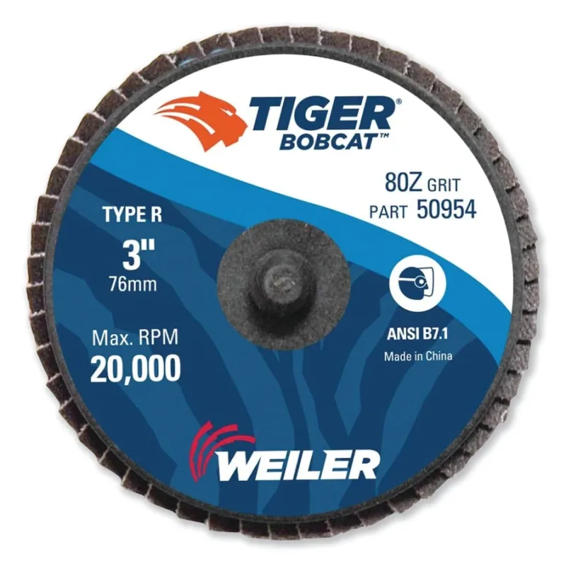 3" Bobcat Mini Abrasive Flap Disc, Conical (Ty29), Type R Mount, 80Z