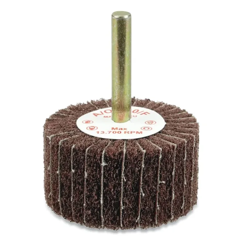 2 in x 1 in Non-Woven Stem-Mounted Interleaf Flap Wheel, 120AO, 1/4 in Stem