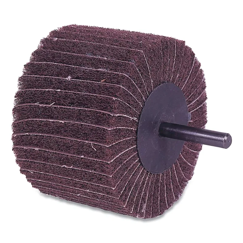 3 in x 2 in Non-Woven Stem-Mounted Interleaf Flap Wheel, 180AO, 1/4 in Stem