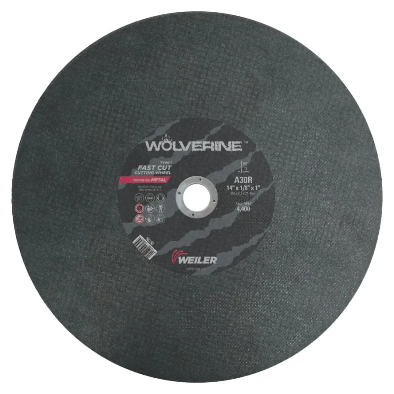 Wolverine® AO Type 1 Stationary Saw Large Cutting Wheel, 14 in dia x 1/8 in, 1 in Arbor Hole, A30R