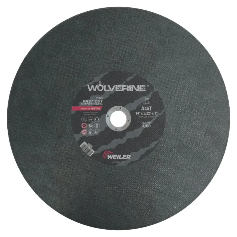Wolverine™ AO Type 1 Chop Saw Large Cutting Wheel, 14 in dia x 3/32 in, 1 in Arbor Hole, A46T