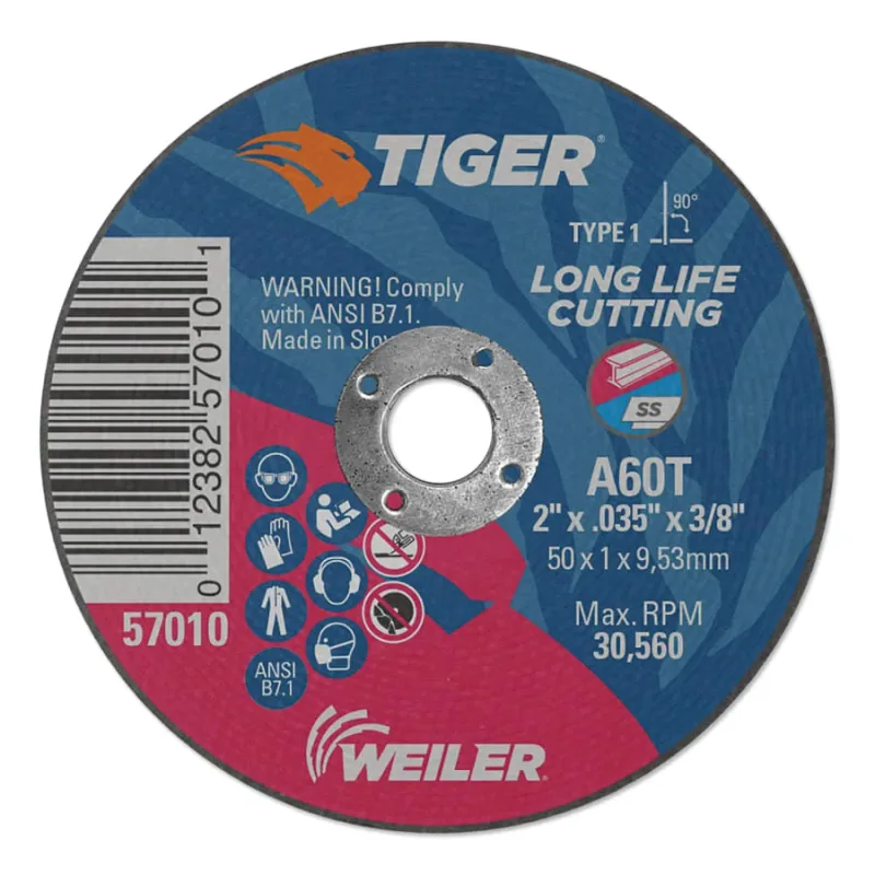 Tiger® AO Die Grinder Cut-Off Wheel, 4 in dia x 0.035 in Thick, 1/4 in Arbor, A60T, Type 1