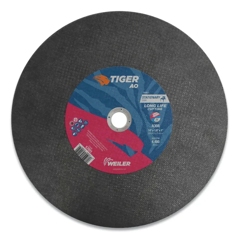 Tiger® AO Type 1 Stationary Saw Large Cutting Wheel, 14 in dia x 1/8 in, 1 in Arbor Hole, A30R