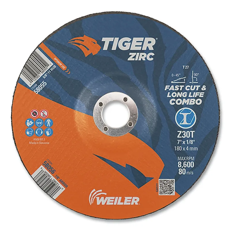 Tiger® Zirc High Performance Cutting Wheel, 4 in dia, 0.035 in Thick, 1/4 in Arbor
