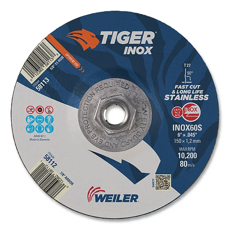 Tiger"ox Thin Cutting Wheels, 6" Dia., 0.045" Thick, 60 Grit, Aluminum Oxide