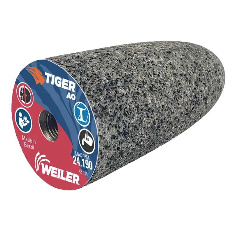 Tiger® Grinding Cone, 1-1/2 in dia x 3 in Thick x 3/8 in-24 Arbor, 24 Grit, Aluminum Oxide, Type 16, 12 EA/BX