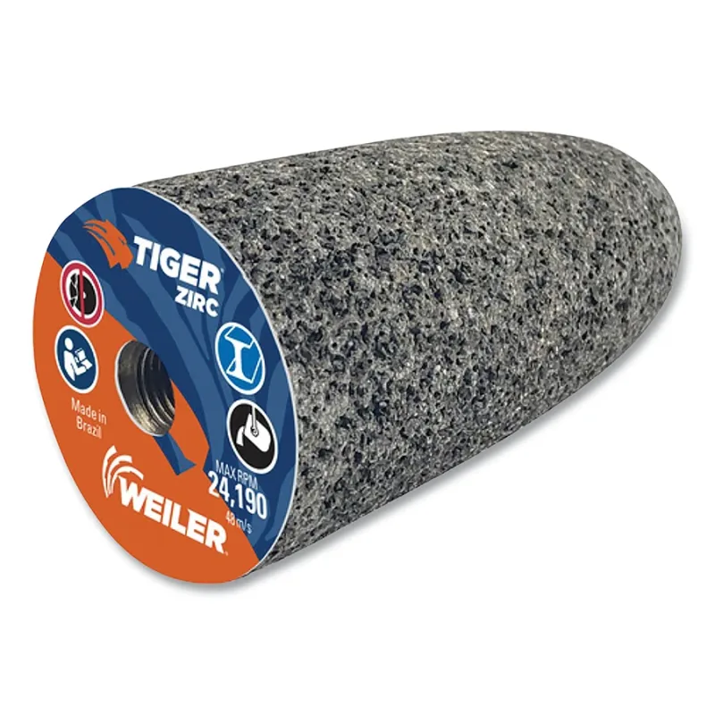 Tiger® Grinding Cone, 1.5 in dia x 3 in Thick x 3/8 in-24 Arbor, 20 Grit, Zirconia Alumina, Type 16, 12 EA/BX