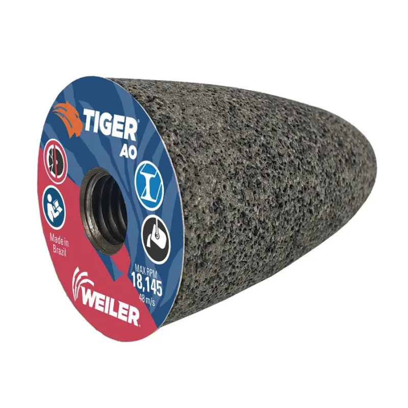 Tiger® Grinding Cone, 2 in dia x 3 in Thick x 5/8 in-11 Arbor, 24 Grit, Aluminum Oxide, Type 16, 12 EA/BX