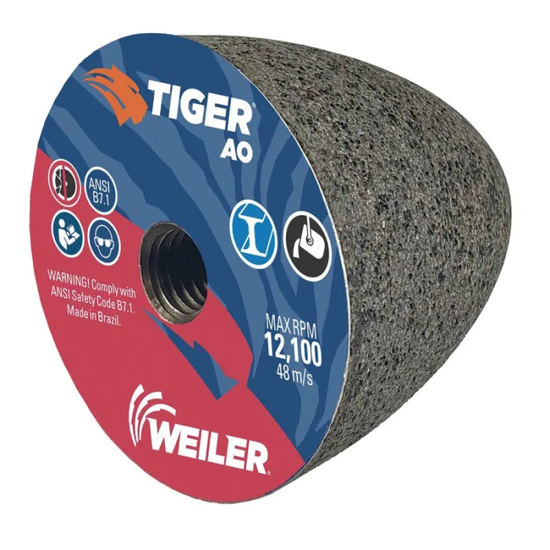 Tiger® Grinding Cone, 3 in dia x 3 in Thick x 5/8 in-11 Arbor, 24 Grit, Aluminum Oxide, Type 16, 12 EA/BX