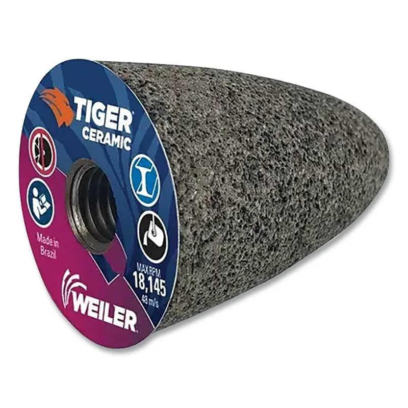 Tiger® Grinding Cone, 2 in dia x 3 in Thick x 5/8 in-11 Arbor, 20 Grit, Ceramic Alumina, Type 16, 12 EA/BX