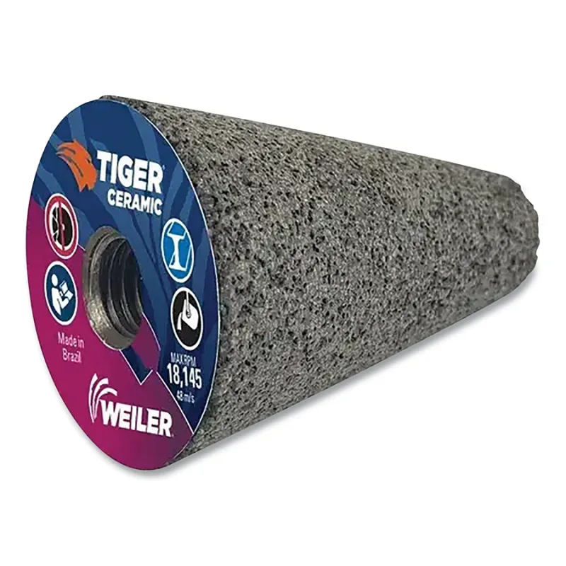 Tiger® Grinding Cone, 2 in dia x 3 in Thick x 5/8 in-11 Arbor, 20 Grit, Ceramic Alumina, Type 17, 12 EA/BX