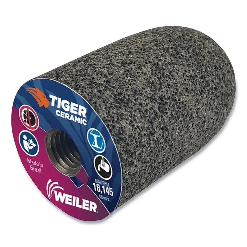 Tiger® Grinding Cone, 2 in dia x 3 in Thick x 5/8 in-11 Arbor, 20 Grit, Ceramic Alumina, Type 18R, 12 EA/BX
