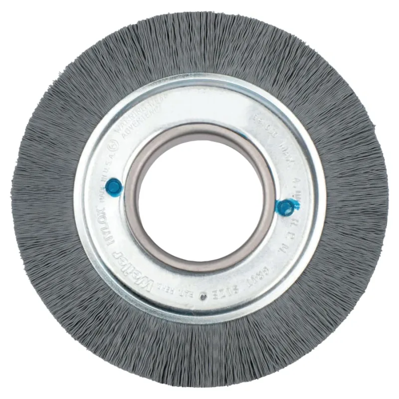 Nylox® Crimped-Filament Wheel Brush, 6in Dia. x 1in W, 0.040 Bristle, 3,600 rpm
