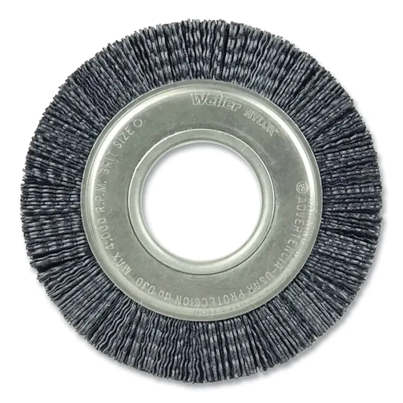 Burr-Rx™ Crimped Filament Wheel Brush, 6 in dia, Abrasive Nylon, 4000 rpm