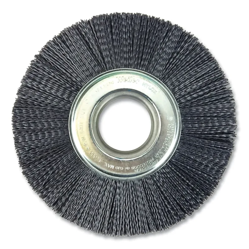 Burr-Rx™ Crimped Filament Wheel Brush, 8 in dia, 7/8 in W Face, Abrasive Nylon, 4000 rpm