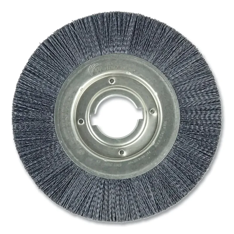 Burr-Rx™ Crimped Filament Wheel Brush, 10 in dia, 1-1/8 in W Face, Nylon, 1800 rpm