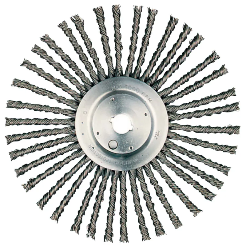 Cable Twist Wire Wheels, 12 in D x 3/8 in W, .035 in Steel Wire, 52 Knots