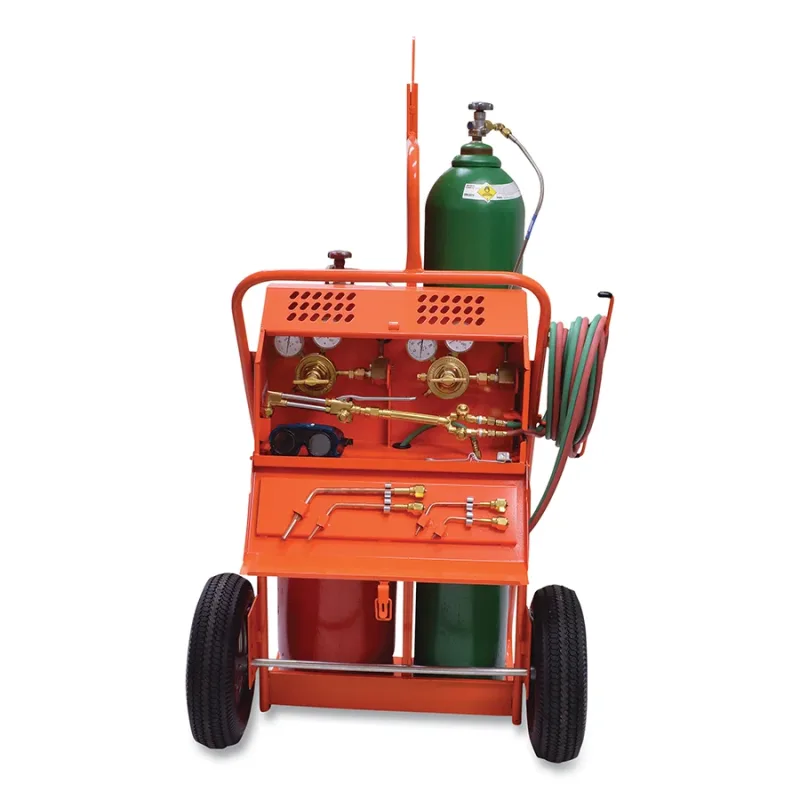 Rollin Roughneck V-Style Cutting and Welding Outfit, RV Series Regulators CGA510/CGA540, Heavy-Duty, Oxyacetylene, w/Firewall