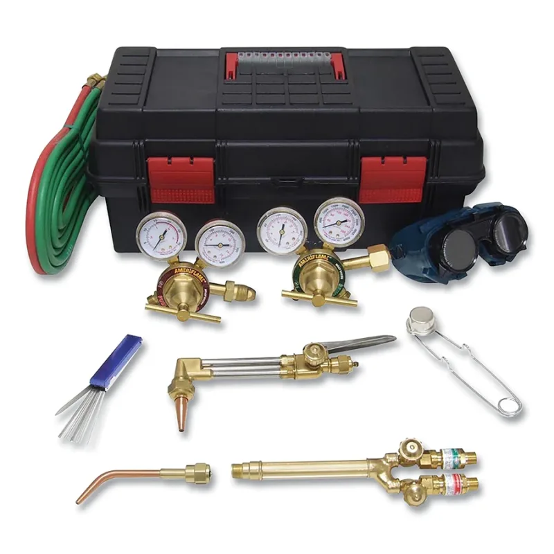 V-Style Medium-Duty Oxy-Acetylene Torch Kits, Upgraded Flashback Arrestors, Reusable Plastic Toolbox