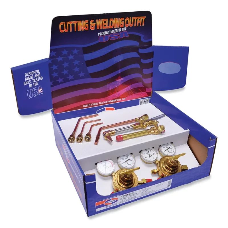 Roughneck V-Style Cutting and Welding Outfit, RV Series Regulators CGA510/CGA540, Heavy-Duty, Oxyacetylene