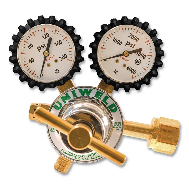 Single Stage Regulator - RUH82 Series, Oxygen, CGA 540, 5 to 125 psig Delivery, 3000 psig Inlet, with Protective Boots
