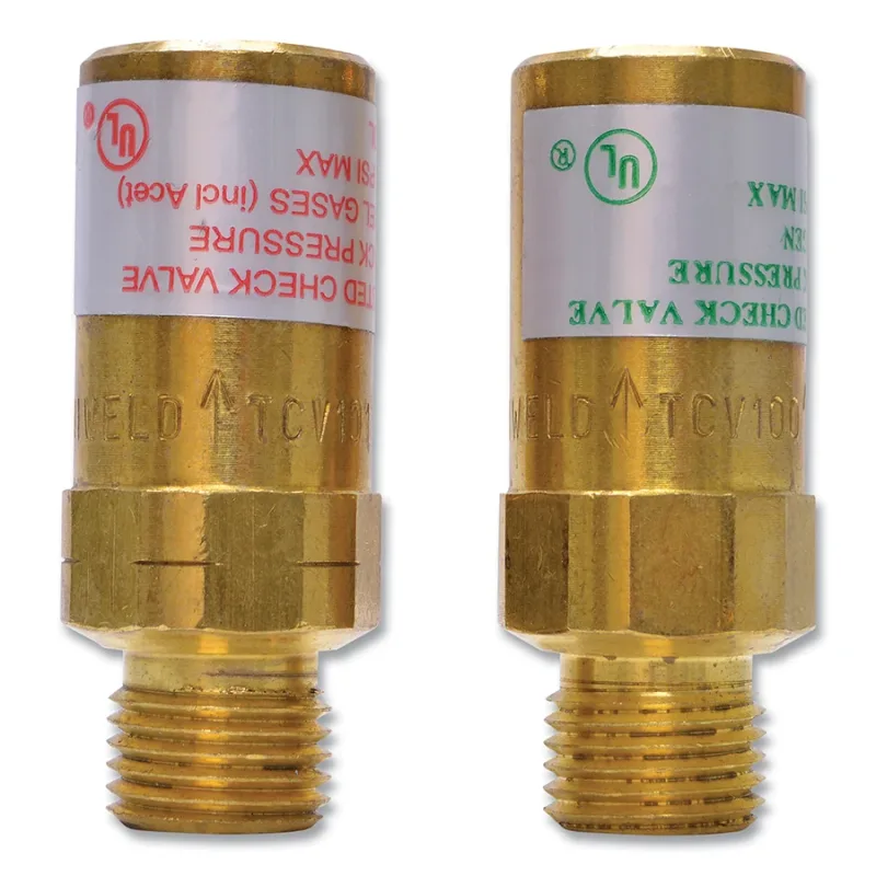 Check Valve, Torch, Oxygen/Fuel, 9/16 in to 18 in Thread Size, "B" Connection, Set