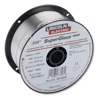 SuperGlaze® 4043 MIG Wire, 0.035 in dia, (20) 1 lb Spool, Aluminum
