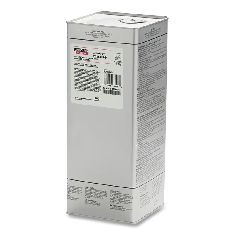 IronArc™ 7018 MR® Stick Electrode, 1/8 in dia x 14 in L, 50 lb Easy Open Can