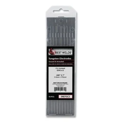 2% Ceriated Ground Tungsten Electrode, 0.040 in x 7 in, 10 PK