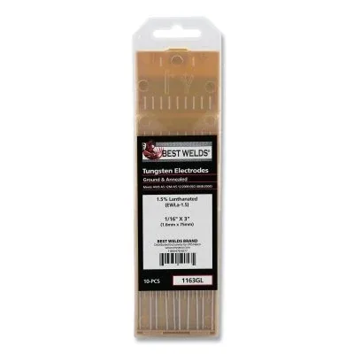 1.5%anthanated Tungsten Electrode, 1/16 in x 3 in, 10 PK