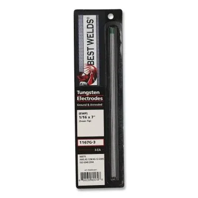 Pure Ground Tungsten Electrode, 1/16 in x 7 in, 3 PK
