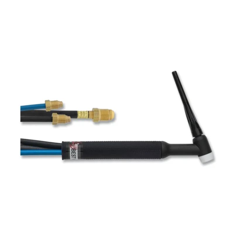 18 TIG Torch Package, Water Cooled, 350 A, Rigid Head, 12.5 ft Cable, Braided Rubber