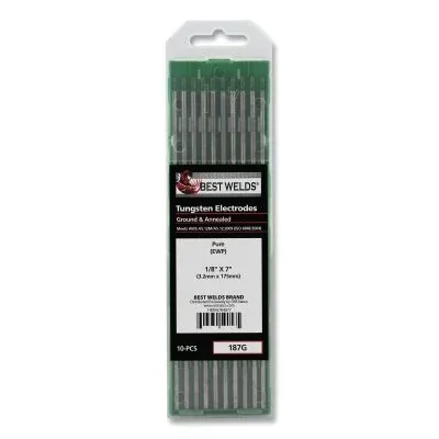 Pure Ground Tungsten Electrode, 1/8 in x 7 in, 10 PK