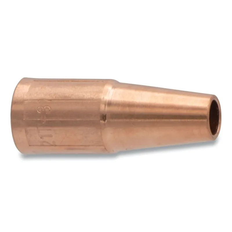 MIG Gun Nozzle, 3/8 in Bore, 1/8 in Recess, Tweco® Style 21, Tapered, Self-Insulated, Copper