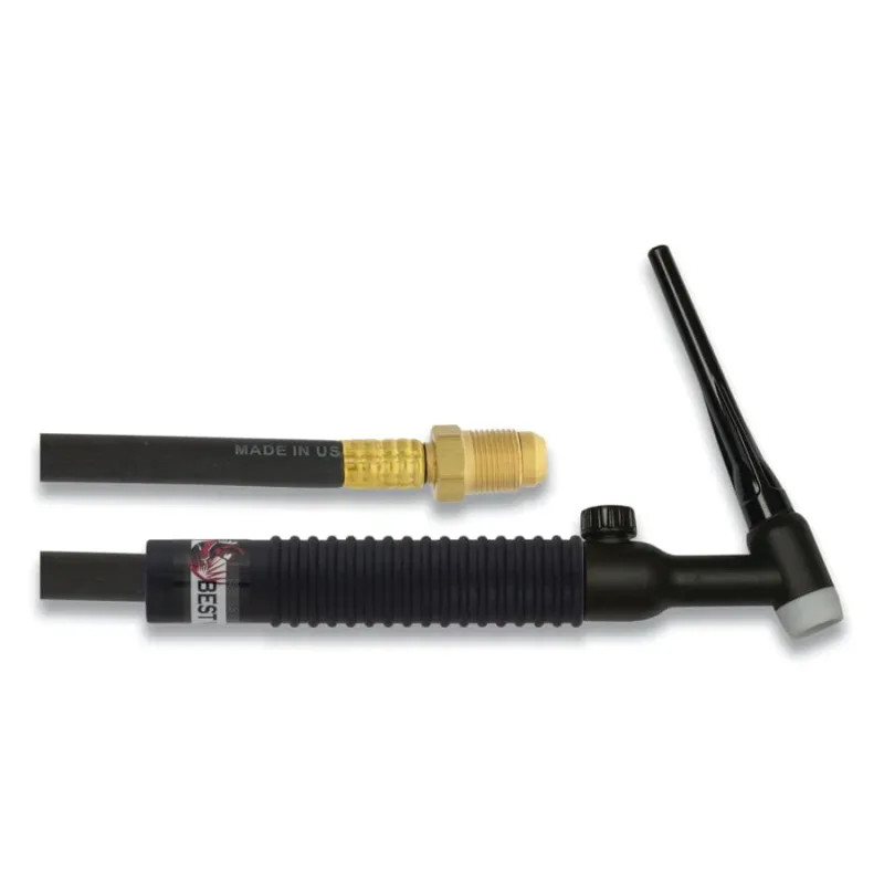 26V TIG Torch Package, Air Cooled, 200 A, Rigid Head with Valve, 25 ft Cable, Rubber