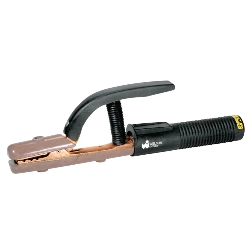 Electrode Holder-High Tong Type, 500 A, Brass, For 3/0 Cable, 10mm Cap, 12.6 in L