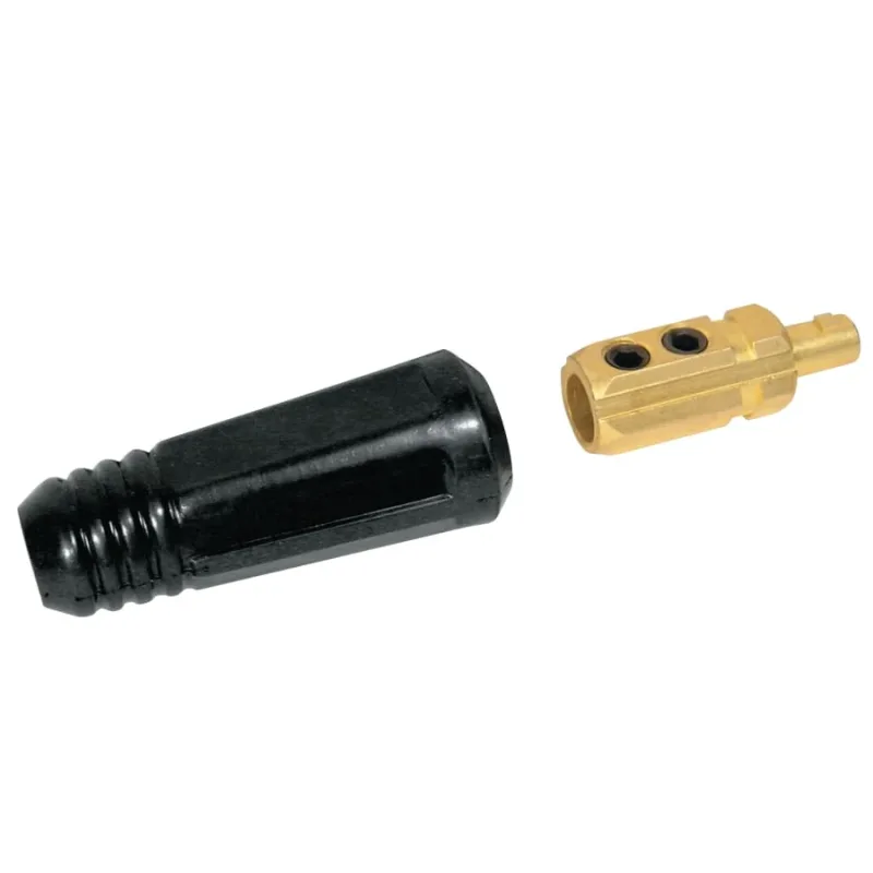 Dinse Style Cable Plug and Socket, Female, Ball Point Connection, #6 to #2 Cable Capacity