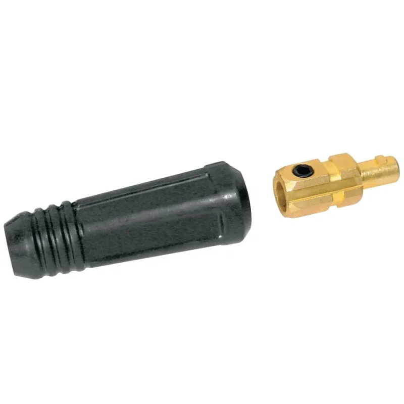Dinse Style Cable Plug and Socket, Male, Ball Point Connection, #1 AWG to 1/0 AWG Cable Capacity