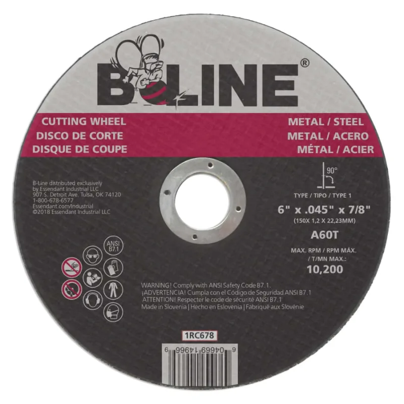 Angle Grinder Cutting Wheel, 6 in dia, 0.045 in Thick, 7/8 in Arbor, 60 Grit, Aluminum Oxide