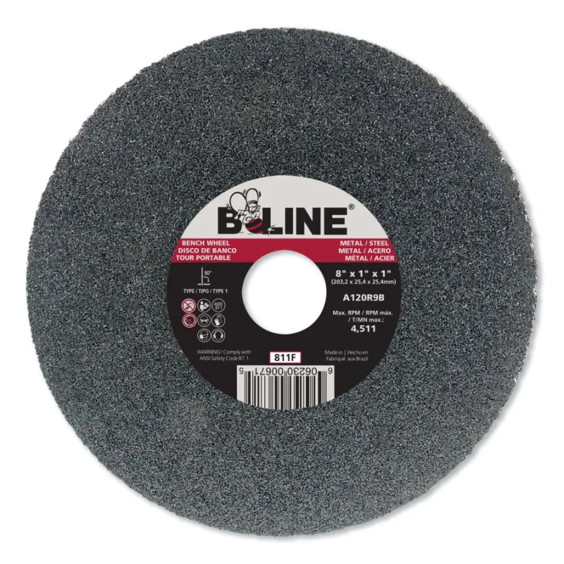 Straight Resinoid Wheel, 8 in dia, 1 in Thick, 1 in Arbor, 36 Grit, Aluminum Oxide
