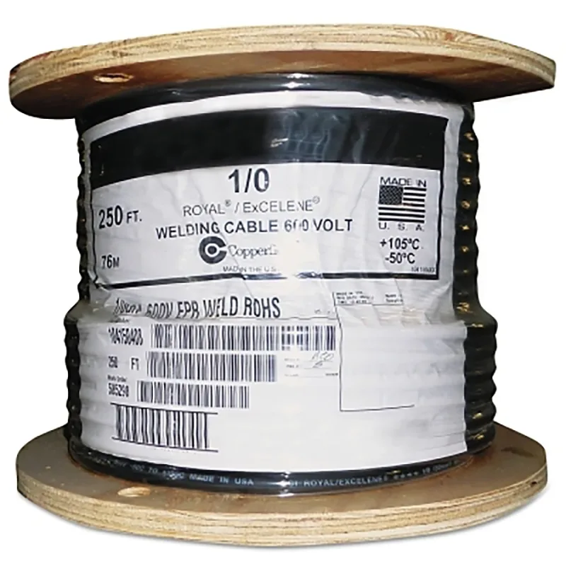 Welding Cable, 1/0 AWG, 250 ft Reel, Black