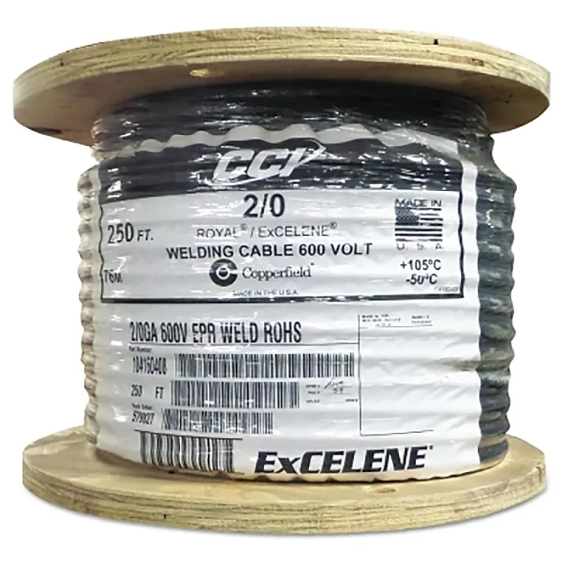 Welding Cable, 2/0 AWG, 250 ft Reel, Black