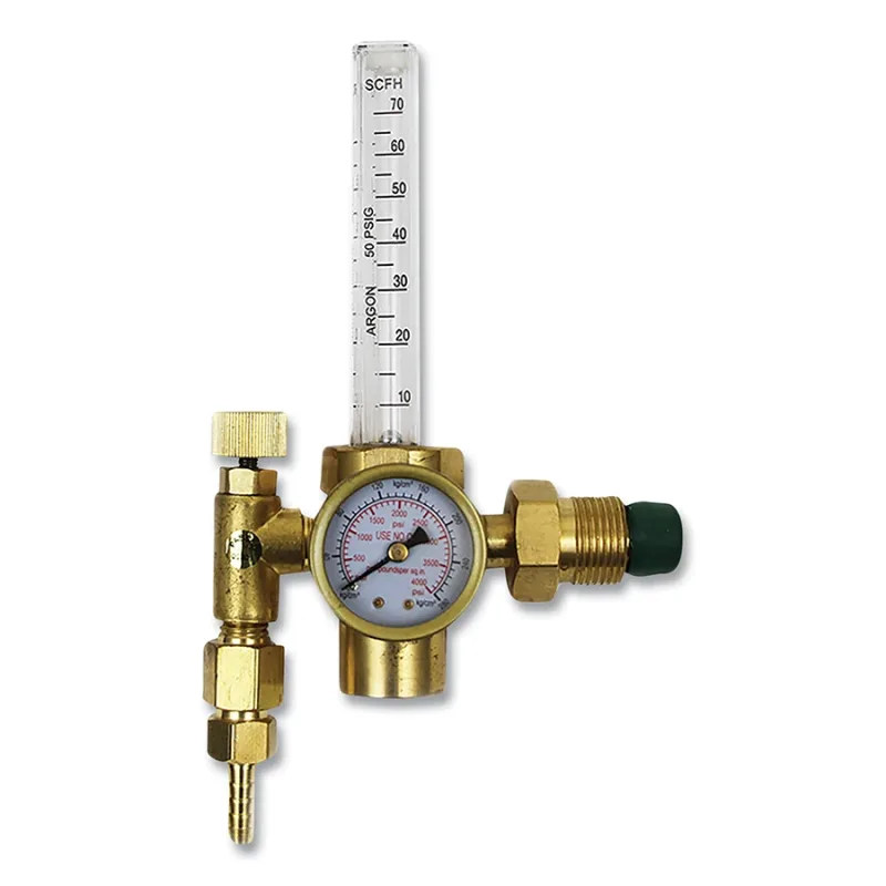 Brass Piston-Type Argon/CO2 Flowmeter Regulator, 50 CFH, CGA 580 Inlet, BS1480AR