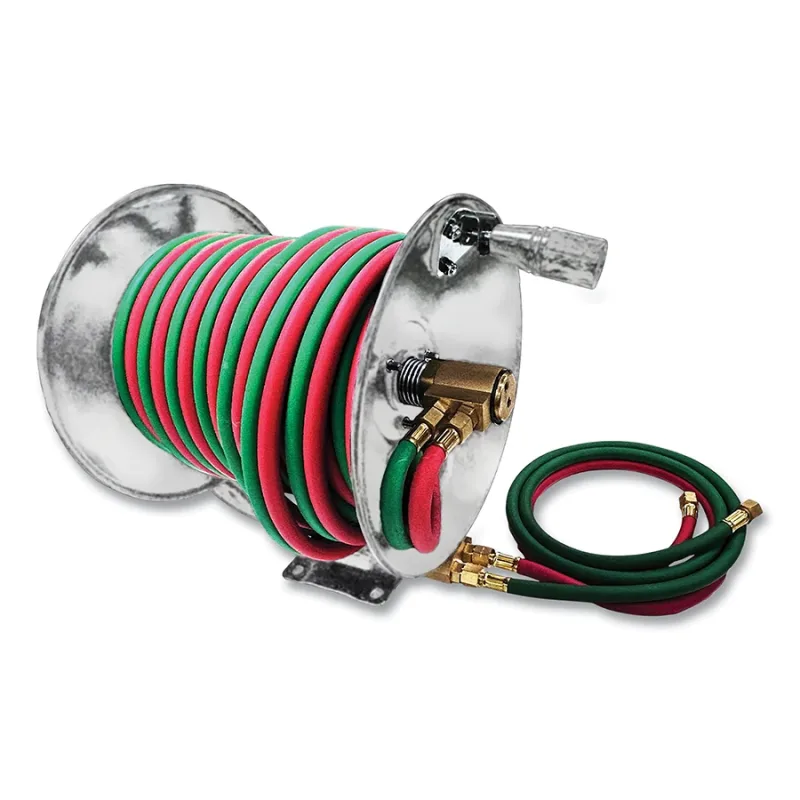 Chrome Plated Manual Rewind Twin Hose Reel, 100 ft capacity, 1/4 in hose ID