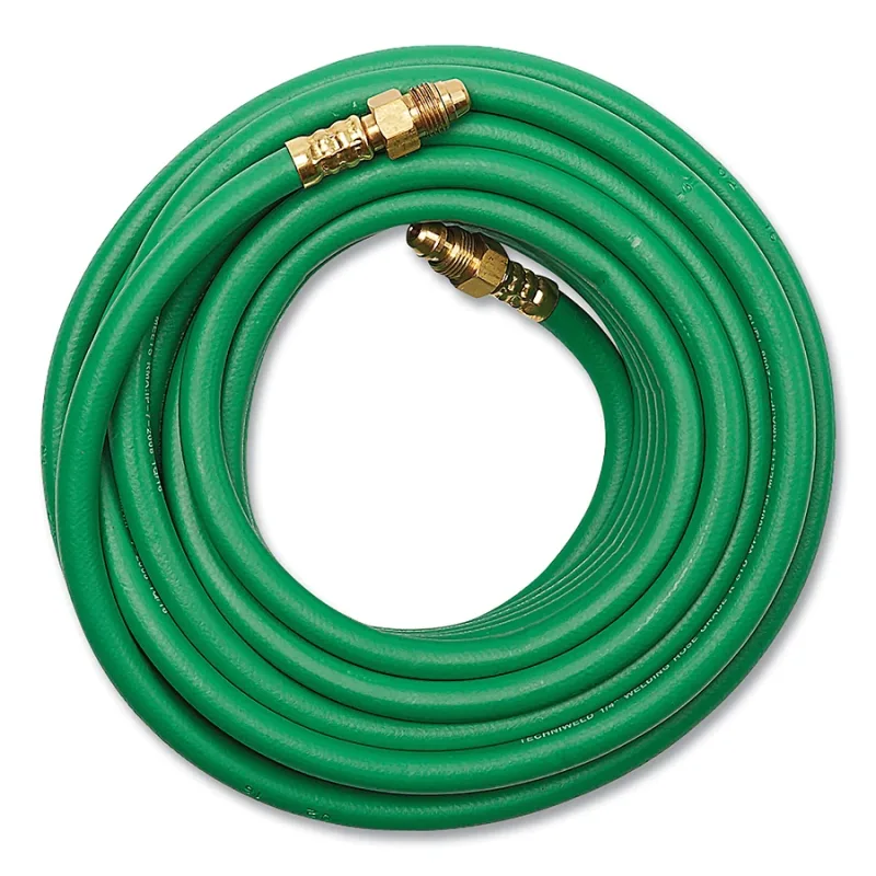 1/4 in x 12 ft Green Argon Hose Assembly with Brass Fittings
