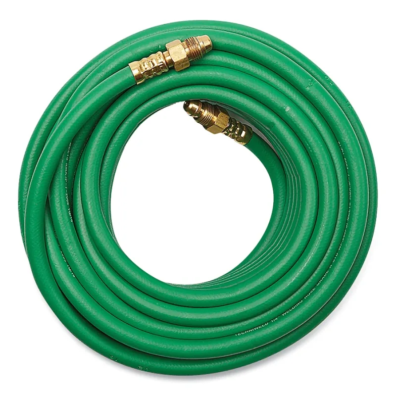 1/4 in by 50 ft Single Green Argon Hose, Grade R, with Fittings